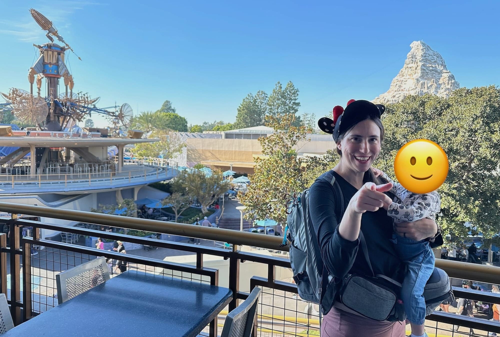 Tushbaby carrying a toddler at Disneyland